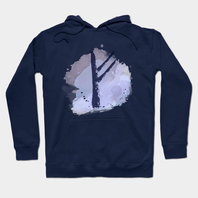 Fehu, Violet Blue Watercolor (Runes & Watercolors) Hoodie by El Onix